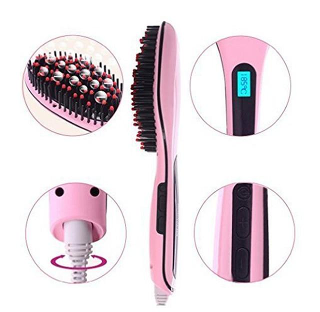 Hair Straightener Brush - Heated Professional Brush